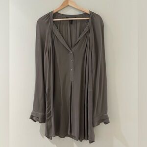 BCBG MAXAZRIA Women's Gray Flowy Shirt Dress Sz M